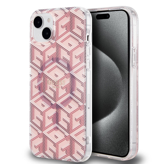 Capa MagSafe para Apple iPhone 15, Guess, IML Gcube, Rosa