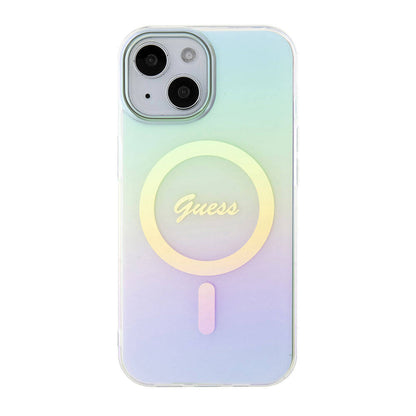 Capa MagSafe para Apple iPhone 15, Guess, IML Iridescente, Turquesa