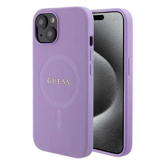Capa MagSafe para Apple iPhone 15, Guess, Saffiano, Roxo