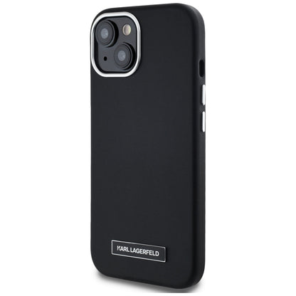 MagSafe Case for Apple iPhone 15, Karl Lagerfeld, FW Metal Plate, Black