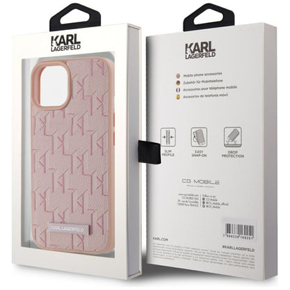 Capa MagSafe para Apple iPhone 15, Karl Lagerfeld, Hot Stamp, Rosa