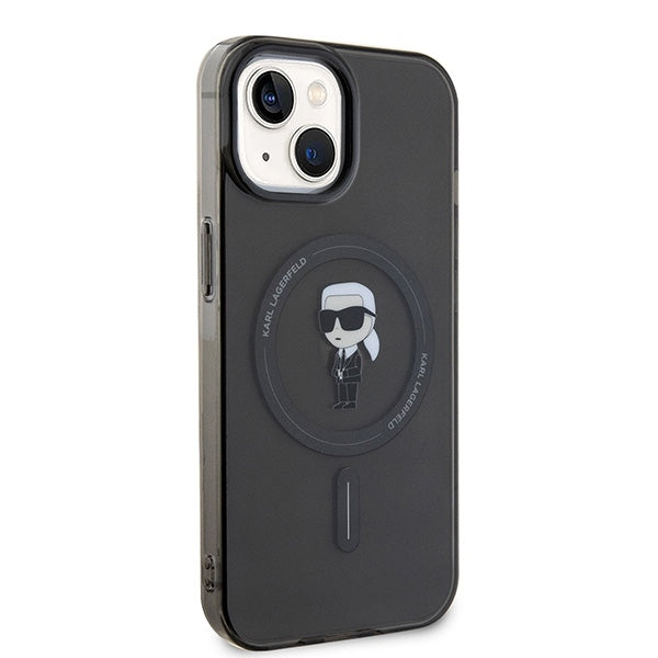 Capa MagSafe para Apple iPhone 15, Karl Lagerfeld, IML Ikonik Karl, Preta
