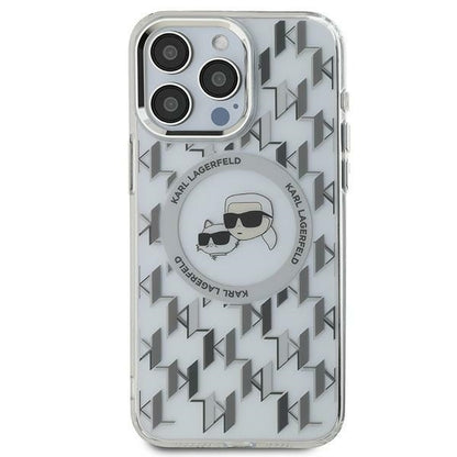 MagSafe Case for Apple iPhone 15, Karl Lagerfeld, IML Monogram Karl & Choupette's Heads, Transparent