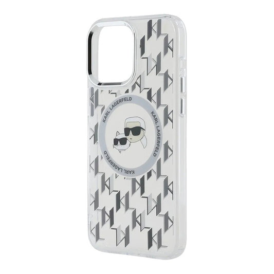 Capa MagSafe para Apple iPhone 15, Karl Lagerfeld, IML Monograma Karl & Cabeças de Choupette, Transparente