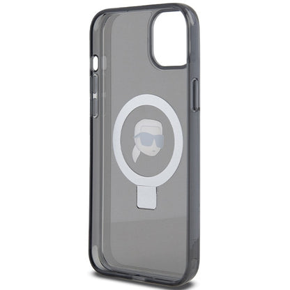 Capa MagSafe para Apple iPhone 15, Karl Lagerfeld, Ring Stand Karl's Head, Preta