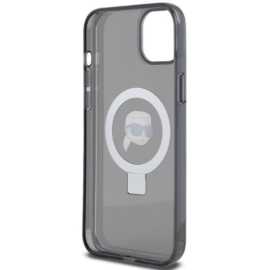 Capa MagSafe para Apple iPhone 15, Karl Lagerfeld, Ring Stand Karl's Head, Preta