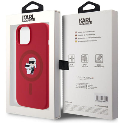 Capa MagSafe para Apple iPhone 15, Karl Lagerfeld, Silicone Karl & Choupette, Rosie