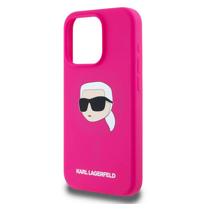 MagSafe Case for Apple iPhone 15, Karl Lagerfeld, Silicone Karl's Head, Fuchsia