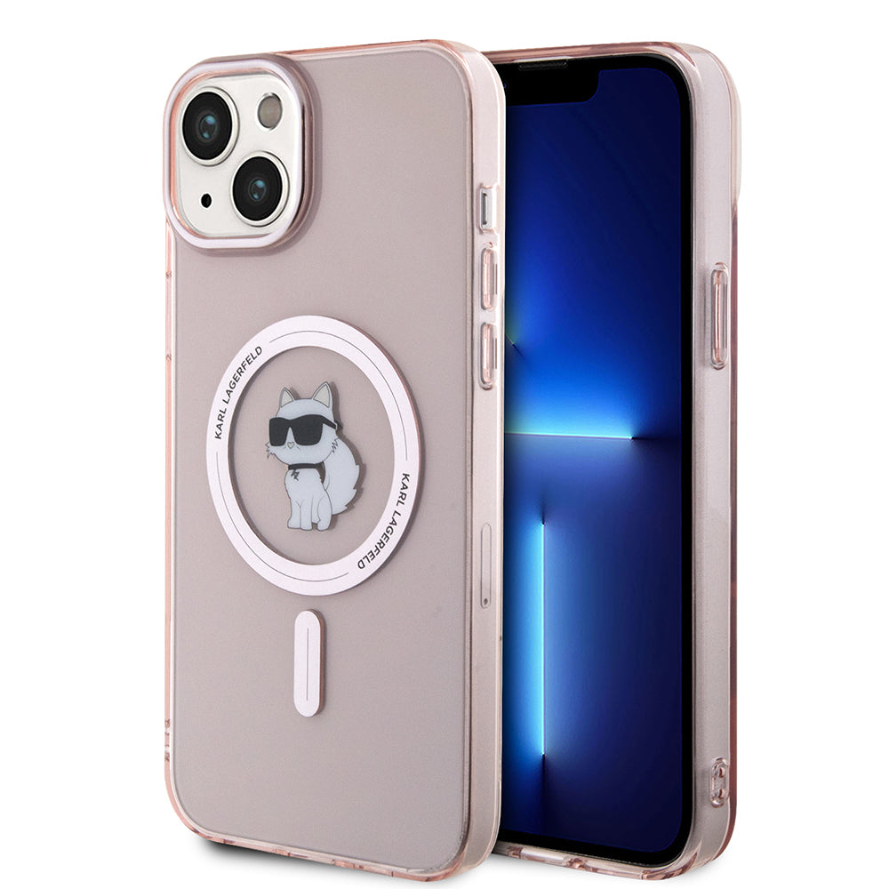 Capa MagSafe para Apple iPhone 15 Plus / 14 Plus, Karl Lagerfeld, IML Choupette, Rosa
