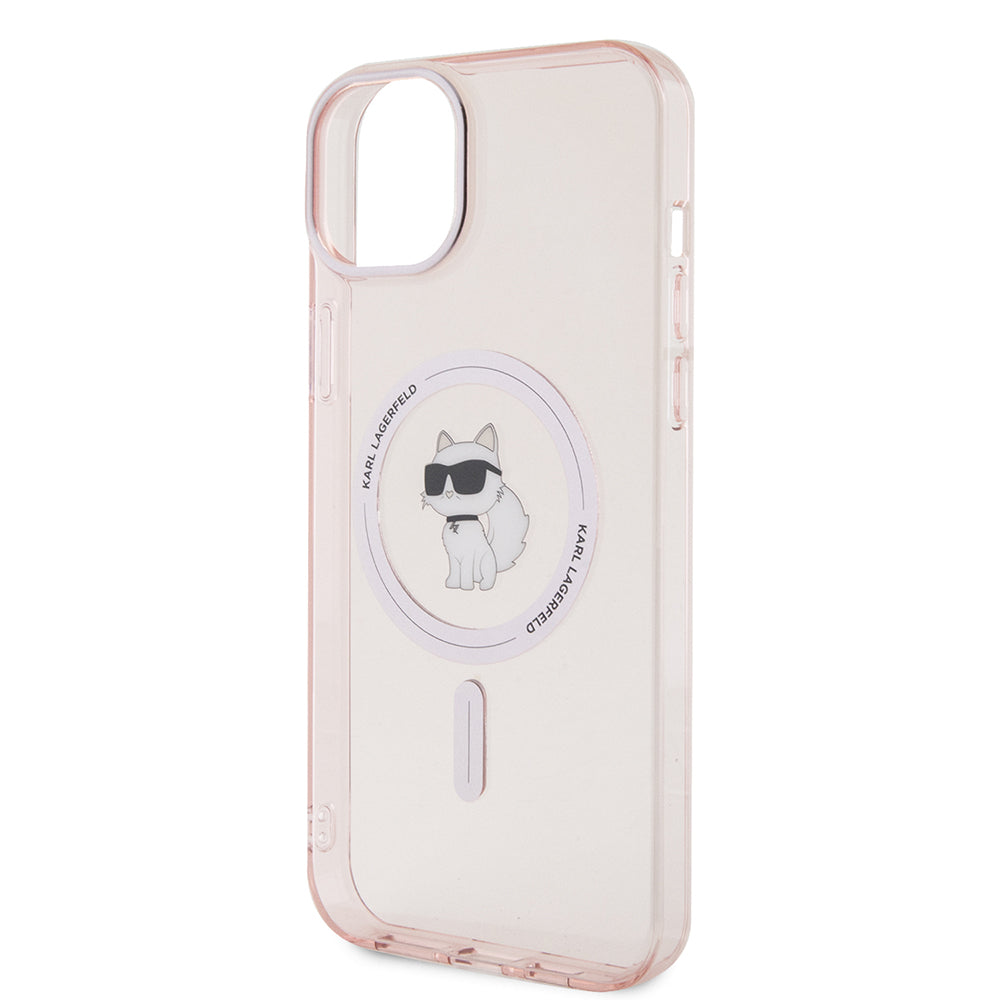 Capa MagSafe para Apple iPhone 15 Plus / 14 Plus, Karl Lagerfeld, IML Choupette, Rosa