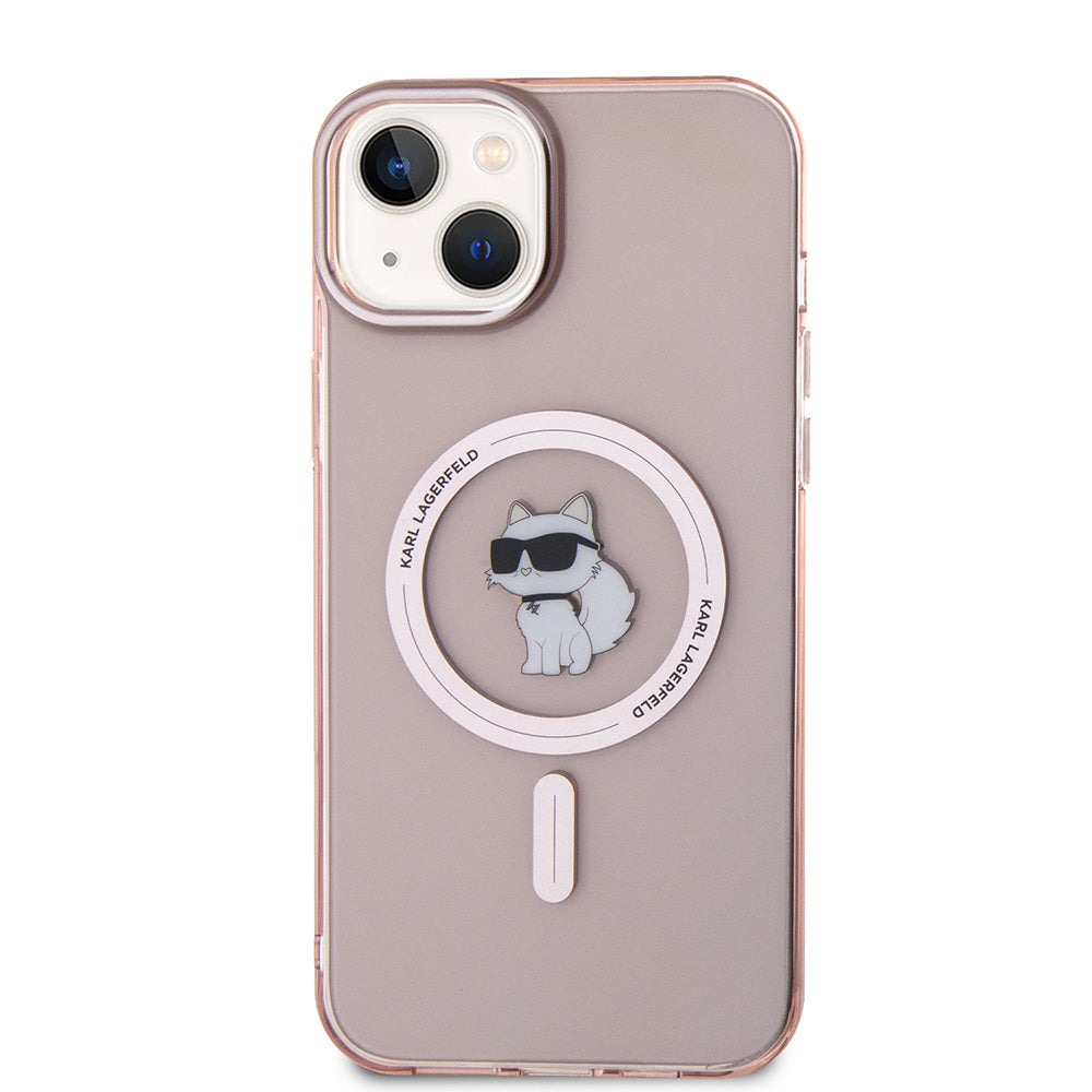Capa MagSafe para Apple iPhone 15 Plus / 14 Plus, Karl Lagerfeld, IML Choupette, Rosa