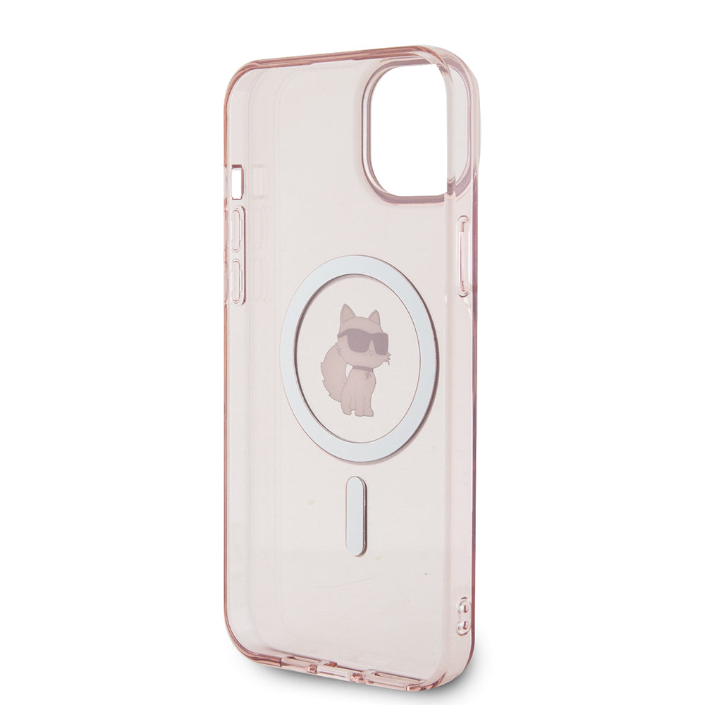 Capa MagSafe para Apple iPhone 15 Plus / 14 Plus, Karl Lagerfeld, IML Choupette, Rosa