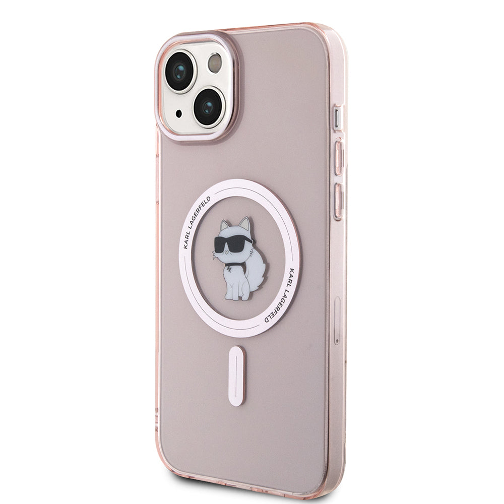 Capa MagSafe para Apple iPhone 15 Plus / 14 Plus, Karl Lagerfeld, IML Choupette, Rosa