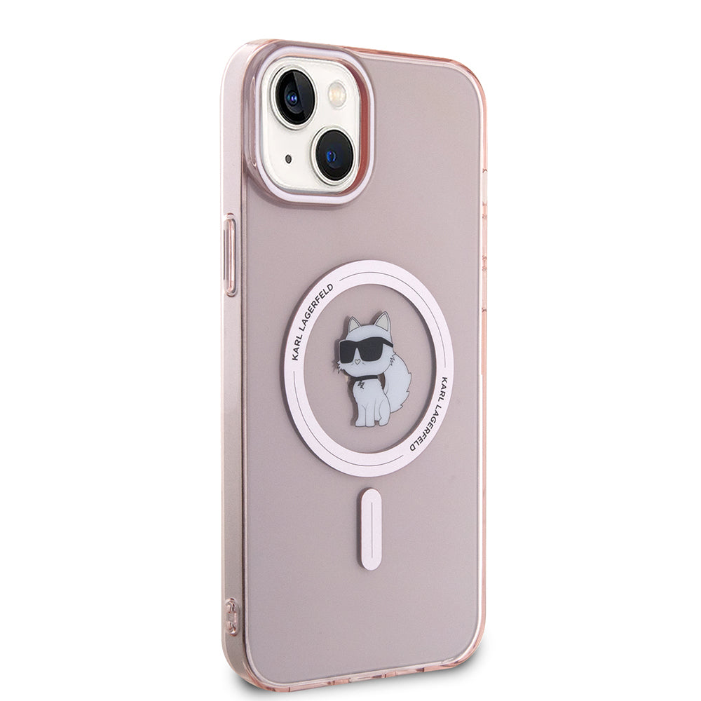 Capa MagSafe para Apple iPhone 15 Plus / 14 Plus, Karl Lagerfeld, IML Choupette, Rosa