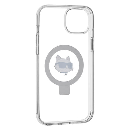 Capa MagSafe para Apple iPhone 15 Plus / 14 Plus, Karl Lagerfeld, Ring Stand Choupette's Head, Branca