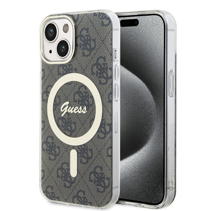 Capa MagSafe para Apple iPhone 15 Plus, Guess, IML 4G, Castanho