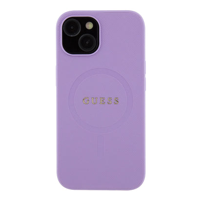 MagSafe Case for Apple iPhone 15 Plus, Guess, Saffiano, Purple