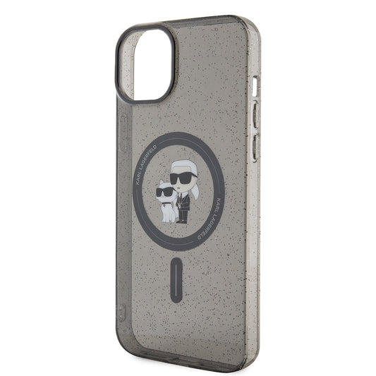 Capa MagSafe para Apple iPhone 15 Plus, Karl Lagerfeld, Glitter, Preta