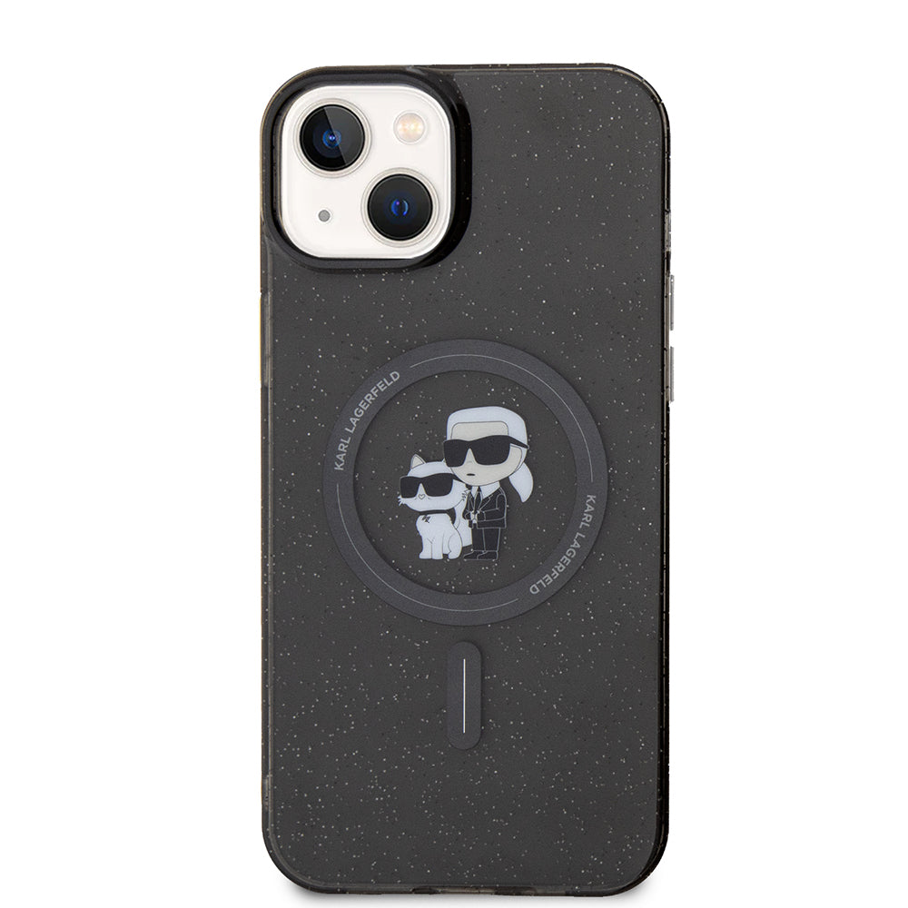 Capa MagSafe para Apple iPhone 15 Plus, Karl Lagerfeld, Glitter, Preta