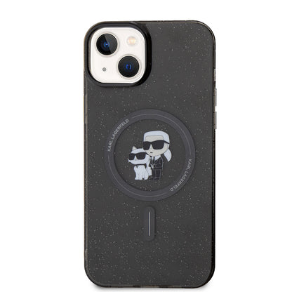 Capa MagSafe para Apple iPhone 15 Plus, Karl Lagerfeld, Glitter, Preta
