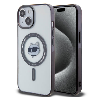 Capa MagSafe para Apple iPhone 15 Plus, Karl Lagerfeld, IML Choupette's Head, Transparente