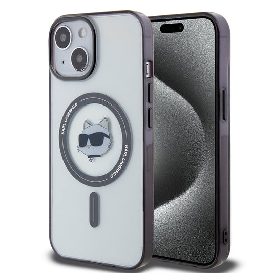 Capa MagSafe para Apple iPhone 15 Plus, Karl Lagerfeld, IML Choupette's Head, Transparente