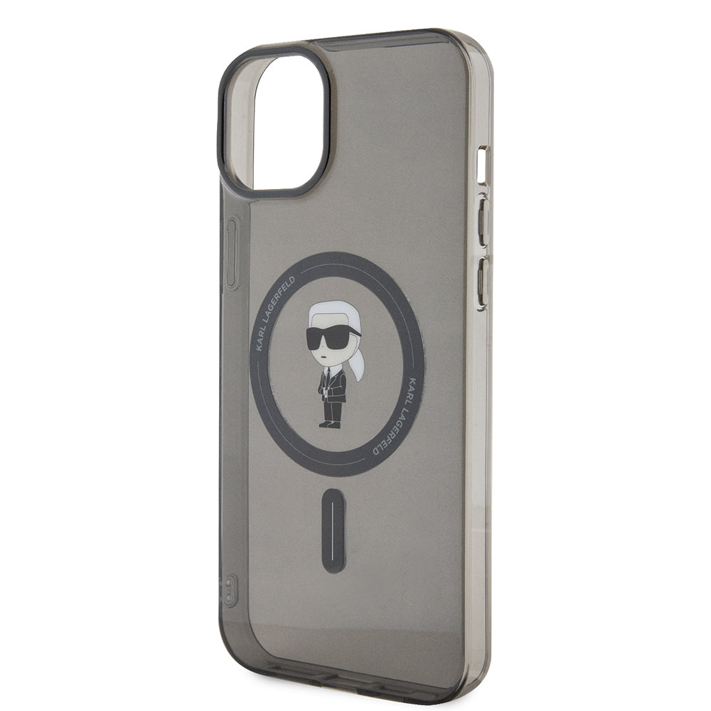 Capa MagSafe para Apple iPhone 15 Plus, Karl Lagerfeld, IML Ikonik Karl, Preta