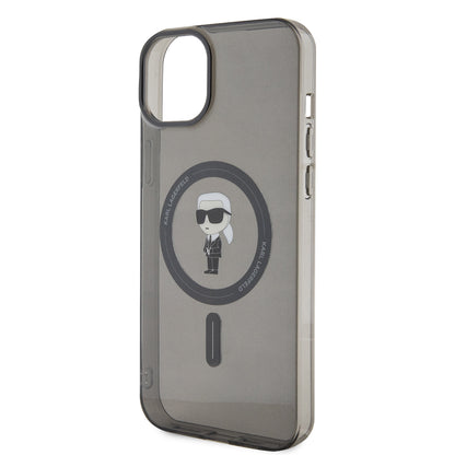 Capa MagSafe para Apple iPhone 15 Plus, Karl Lagerfeld, IML Ikonik Karl, Preta