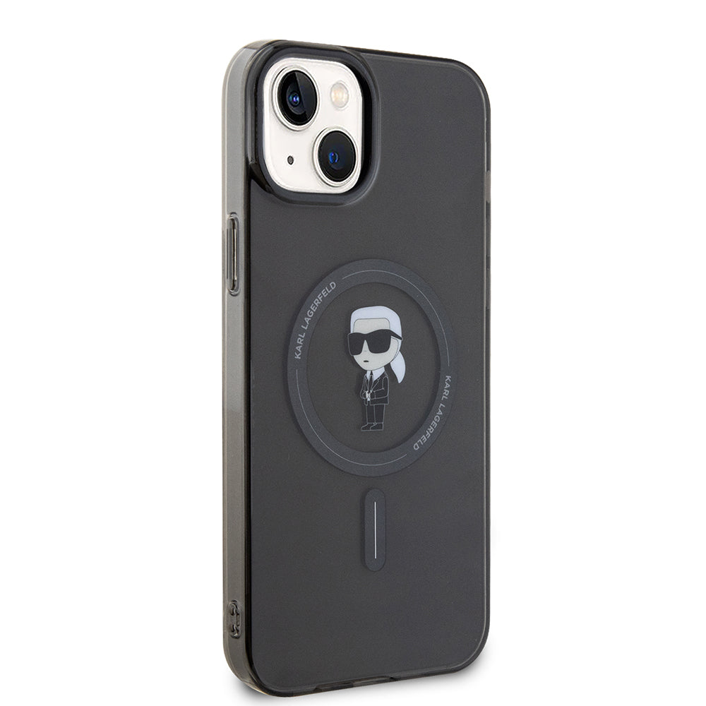 Capa MagSafe para Apple iPhone 15 Plus, Karl Lagerfeld, IML Ikonik Karl, Preta