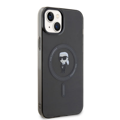 Capa MagSafe para Apple iPhone 15 Plus, Karl Lagerfeld, IML Ikonik Karl, Preta