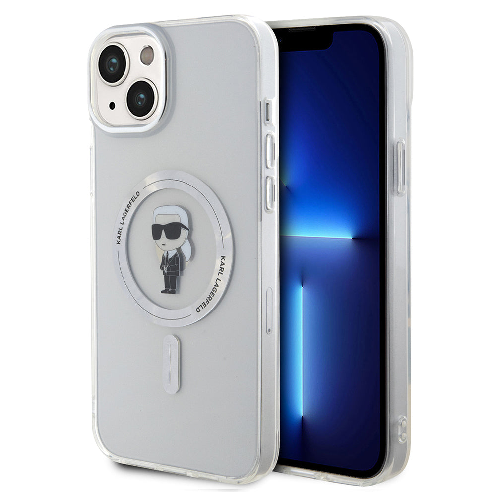 Capa MagSafe para Apple iPhone 15 Plus, Karl Lagerfeld, IML Ikonik Karl, Transparente