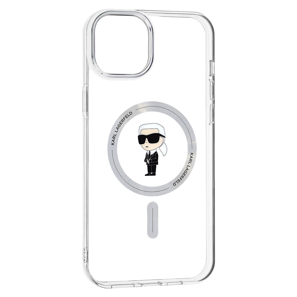 Capa MagSafe para Apple iPhone 15 Plus, Karl Lagerfeld, IML Ikonik Karl, Transparente