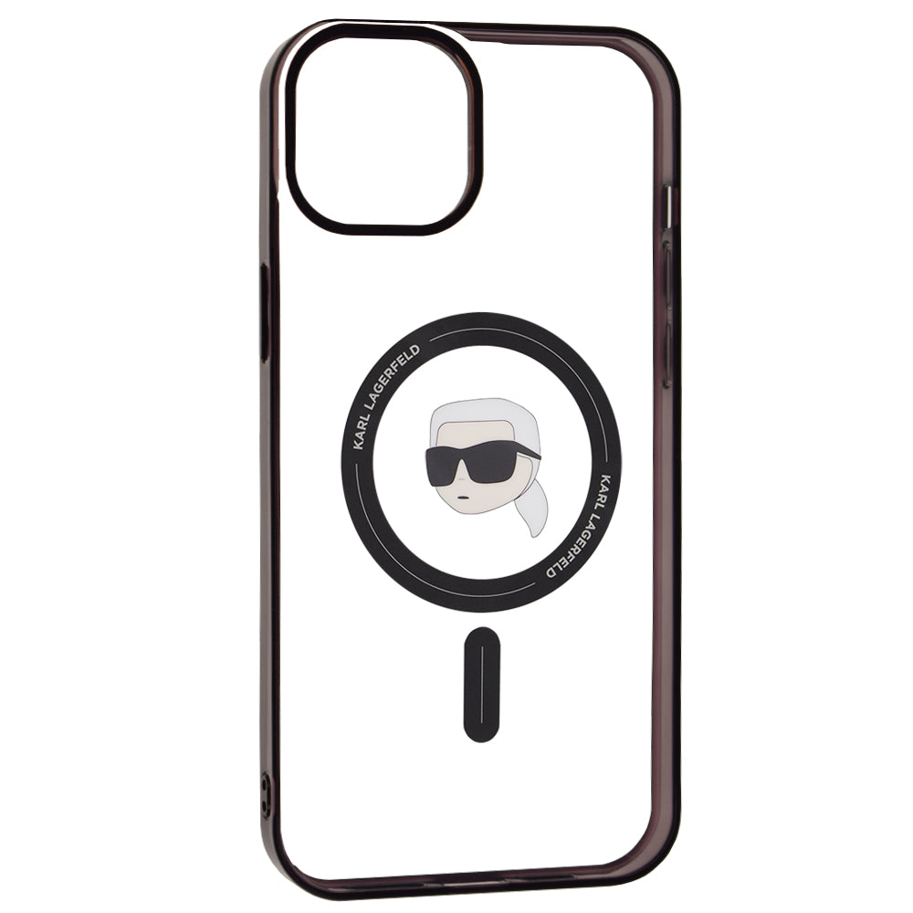 MagSafe Case for Apple iPhone 15 Plus, Karl Lagerfeld, IML Karl's Head, Transparent