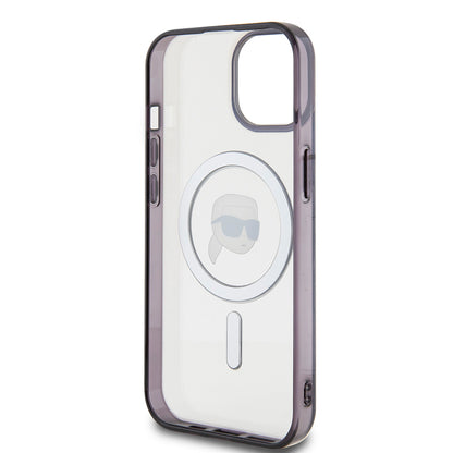 MagSafe Case for Apple iPhone 15 Plus, Karl Lagerfeld, IML Karl's Head, Transparent