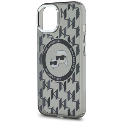 Capa MagSafe para Apple iPhone 15 Plus, Karl Lagerfeld, IML Monograma Karl & Choupette's Heads, Preta.