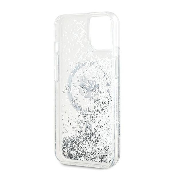 Capa MagSafe para Apple iPhone 15 Plus, Karl Lagerfeld, Liquid Glitter Choupette's Head, Transparente