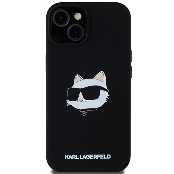 Capa MagSafe para Apple iPhone 15 Plus, Karl Lagerfeld, Silicone Choupette's Head, Preta