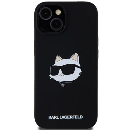 Capa MagSafe para Apple iPhone 15 Plus, Karl Lagerfeld, Silicone Choupette's Head, Preta