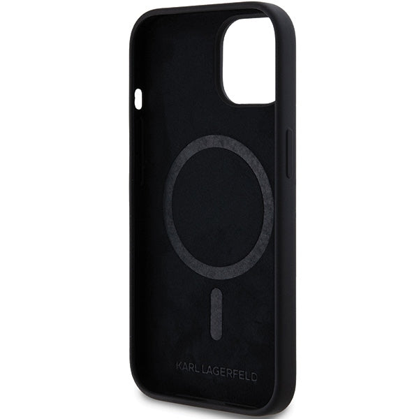 Capa MagSafe para Apple iPhone 15 Plus, Karl Lagerfeld, Silicone Choupette's Head, Preta