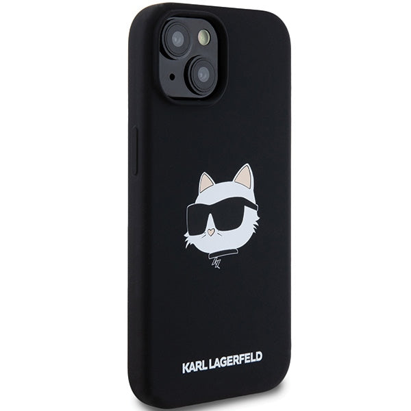 Capa MagSafe para Apple iPhone 15 Plus, Karl Lagerfeld, Silicone Choupette's Head, Preta