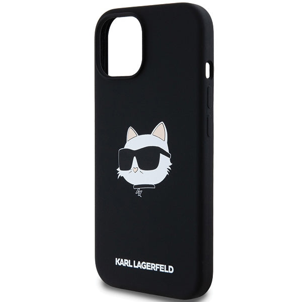 Capa MagSafe para Apple iPhone 15 Plus, Karl Lagerfeld, Silicone Choupette's Head, Preta