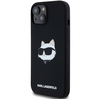 Capa MagSafe para Apple iPhone 15 Plus, Karl Lagerfeld, Silicone Choupette's Head, Preta