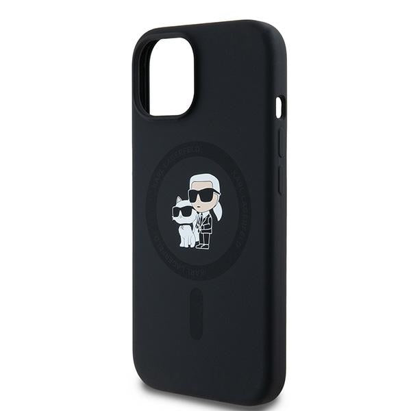 Capa MagSafe para Apple iPhone 15 Plus, Karl Lagerfeld, Silicone Karl & Choupette, Preta