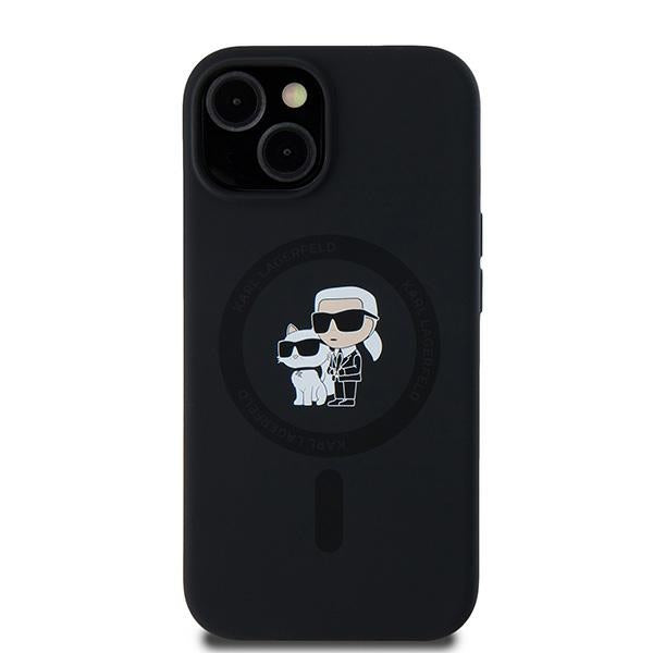 Capa MagSafe para Apple iPhone 15 Plus, Karl Lagerfeld, Silicone Karl & Choupette, Preta
