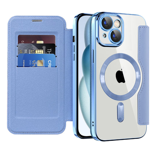 Capa MagSafe para Apple iPhone 15 Plus, Techsuit, SmartMag Book, Azul