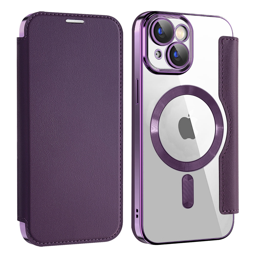 Capa MagSafe para Apple iPhone 15 Plus, Techsuit, SmartMag Book, Roxo
