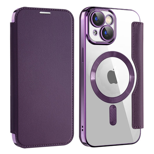 Capa MagSafe para Apple iPhone 15 Plus, Techsuit, SmartMag Book, Roxo