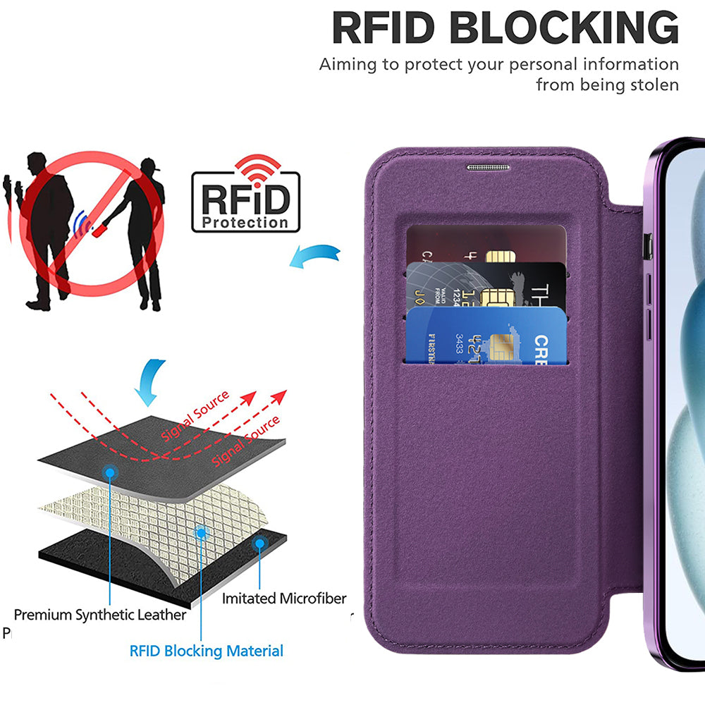 Capa MagSafe para Apple iPhone 15 Plus, Techsuit, SmartMag Book, Roxo