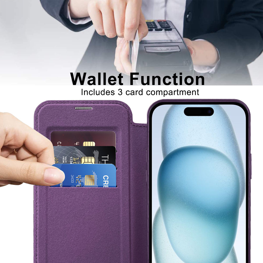 Capa MagSafe para Apple iPhone 15 Plus, Techsuit, SmartMag Book, Roxo