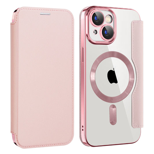 Capa MagSafe para Apple iPhone 15 Plus, Techsuit, SmartMag Book, Rosa